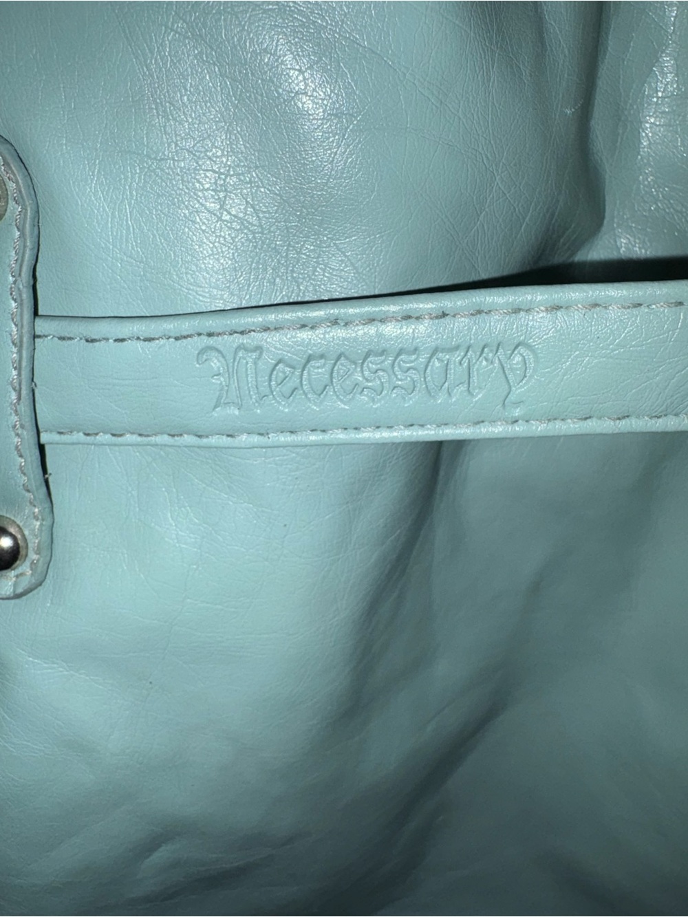 Necessary Objects Mint Blue Shoulder Tote with Belted Front - Picture 3 of 6